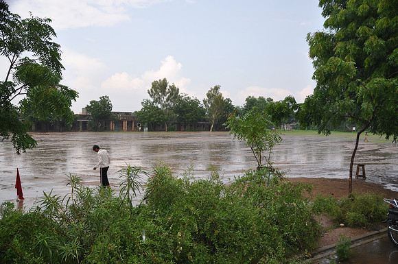 Monsoon rain stopping the sports events in Ranapur High School grounds
