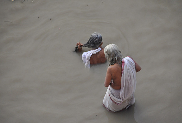 Widows Bathing in Ganga Varanasi