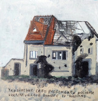 bombed village house