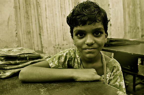 Slum School Child with Broken Arm