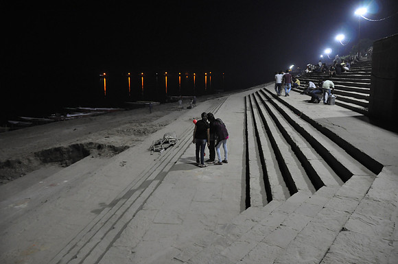 Walking back to my hotel in the dark along the Ganga Ghats