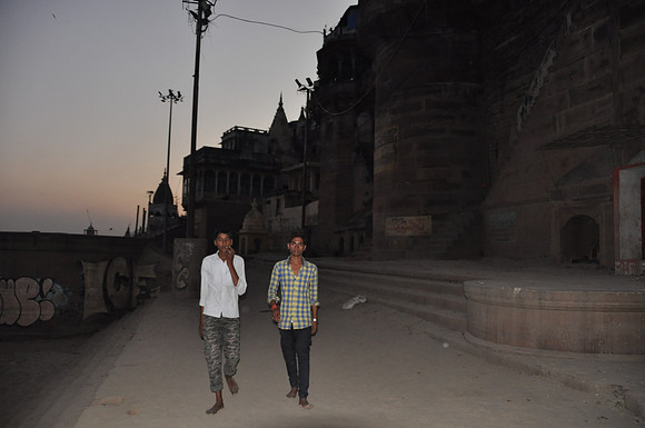 Walking back to my hotel in the dark along the Ganga Ghats
