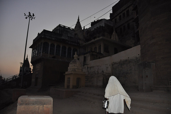 Walking back to my hotel in the dark along the Ganga Ghats