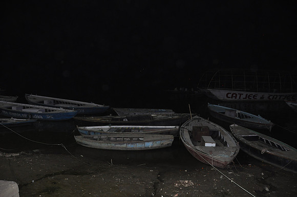 Walking back to my hotel in the dark along the Ganga Ghats