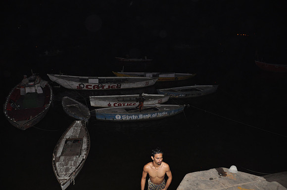 Walking back to my hotel in the dark along the Ganga Ghats