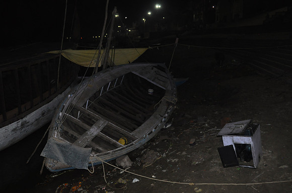 Walking back to my hotel in the dark along the Ganga Ghats