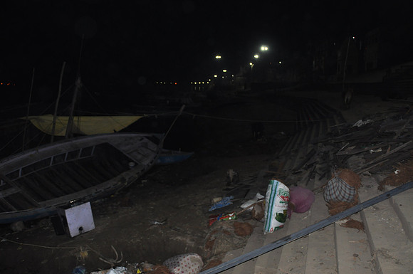 Walking back to my hotel in the dark along the Ganga Ghats