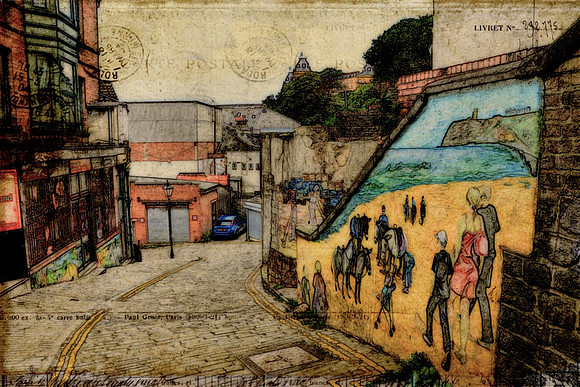 cobbled street to beach