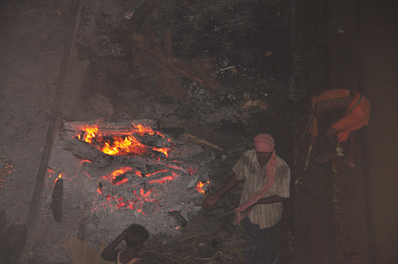 burning ghat night time