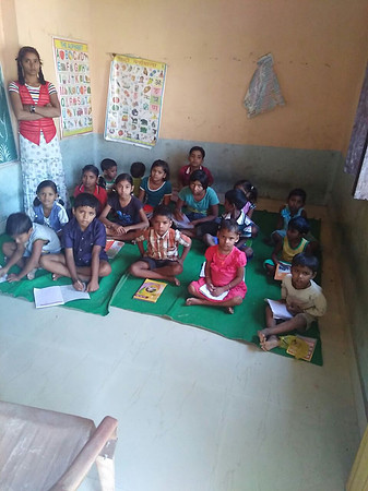 Some of the school children celebrating Happy Children's Day with their teacher