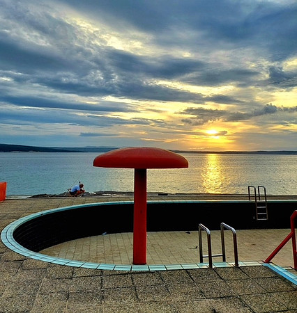 Empty Pool at Sunset