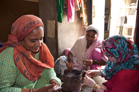 Indian Moslem women making jewellery