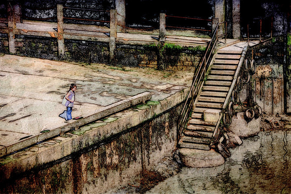 girl on harbour