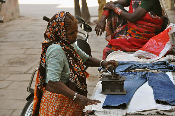 Woman Ironing Varanasi