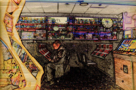 man in bingo hall