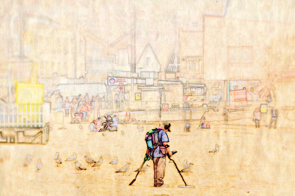 man with metal detector