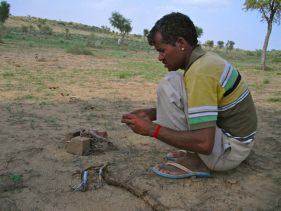 Camel Driver Thar Desert making tea