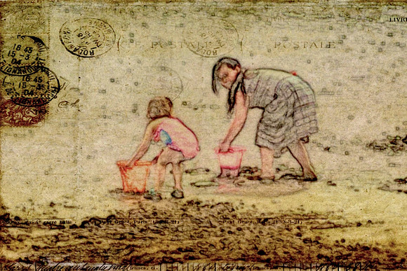 sisters on english beach
